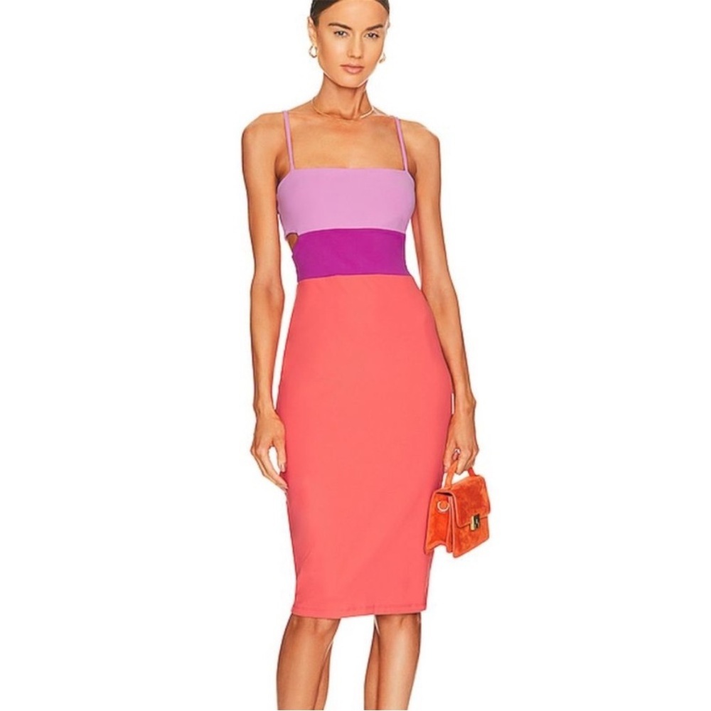 Susana Monaco x Revolve Strap Colorblock Midi Dress In Cosmo Sherbet NWT Size XL